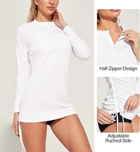 Camiseta de Manga Larga de Alta Calidad para Mujer, Protección UV UPF 50+, Secado Rápido, con Cordón Lateral, Traje de Baño, Top para Surf y Playa - Product Image 3