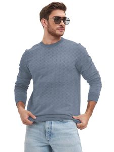 T-shirts de sport à manches longues pour hommes, respirants, en coton uni, pour l'hiver et l'automne, grandes tailles, avec col confortable - Product Image 3