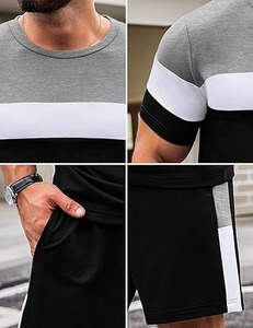Ensembles courts pour hommes, deux pièces, décontractés d'été, t-shirts à manches courtes et shorts, ensembles à prix de gros - Product Image 6