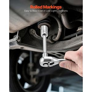 Kit di strumenti meccanici metrici da 27 pezzi per unità da 1/4 pollici CR-V in acciaio legato per riparazione auto presa a cricchetto Set barra di prolunga - Product Image 4