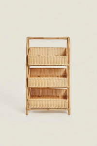 Étagère de rangement pour jouets à 3 niveaux pour enfants, en rotin naturel tressé, armoire de rangement pour poupées pour enfants. - Product Image 5