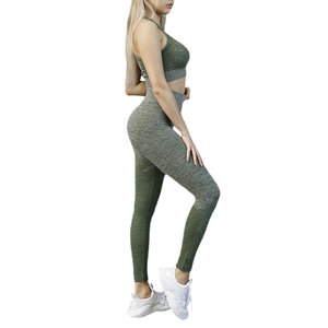 Women Seamless Sports Bra Set Racerback High Waist Leggings Yoga Activewear Solid Green Medium Support Workout Wear - Product Image 2
