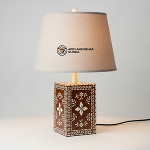 Lanterne de table artisanale en os incrusté avec motif floral, lampe de chevet de luxe en mosaïque, art indien traditionnel, décoration de bureau - Product Image 1