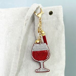 Luxury Handmade Beaded Wine Glass <b>Bag</b> Charm Crystal Hollywood Glam Style Decorative Accessory For Car or Handbags - Product Image 3