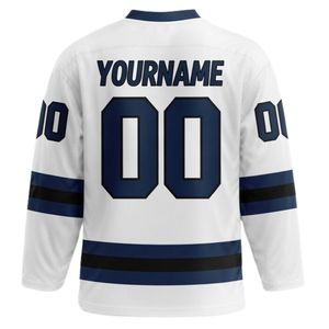 Men White Navy Sublimated <b>Ice</b> Hockey V Neck Striped Jersey Polyester Sports Shirt Team Wear Match Training Athletic Apparel - Product Image 2