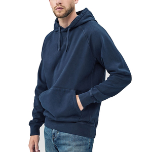 Sweat-shirt à capuche pour homme avec poche, coupe slim, pull-over en molleton, couleur bleue - Product Image 3
