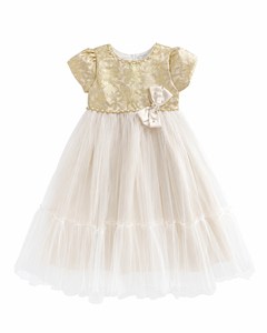 Vestido de Princesa de Tul con Jacquard Floral de Lujo para Niñas, con Lazo de Satén |   Vestido Elegante para Fiesta - Product Image 1