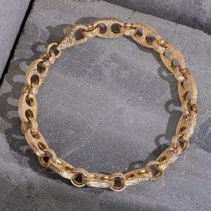 Gold Tone Engraved Oval Link <b>Bracelet</b> for <b>Men</b> Luxury Ornate Chain Jewelry - Product Image 2