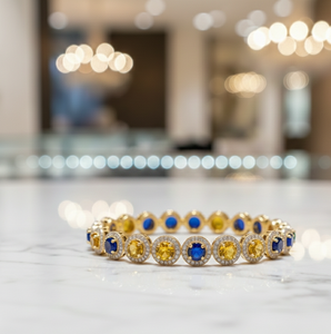 Brazalete de Plata de Ley 925 con Incrustaciones de Circonitas Cúbicas Multicolores, Bañado en Oro de 18K, con Piedras Redondas, 15 Gramos, Diseño para Mujer - Product Image 2