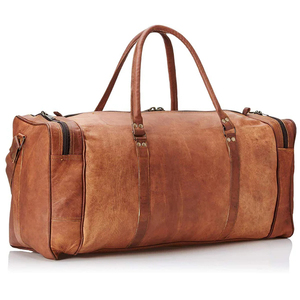 Premium Luxury Casual Black Genuine Leather Duffle <b>Bag</b> <b>Men</b> Large <b>Weekend</b> Travel Gym Sports Water Resistant Polyester - Product Image 4