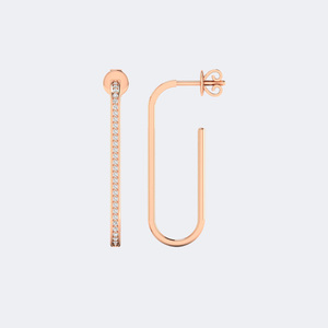 Boucles d'oreilles pendantes en arc allongé serties de pierres rondes de 0,30 CTW - Product Image 3
