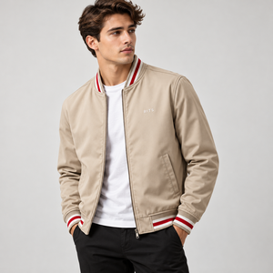 Chaqueta bomber azul marino para hombre con cierre de cremallera, cuello alto, a prueba de viento, estilo deportivo, tipo béisbol, para otoño. - Product Image 5