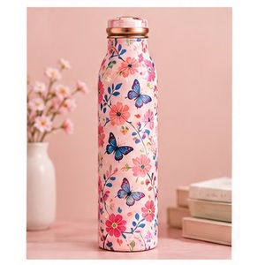 Bouteille d'eau décorative en cuivre, motif astronaute de dessin animé, thermos de voyage portable, design bleu - Product Image 2