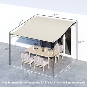 Cubierta de Repuesto Impermeable para Pérgola de 10x10 pies, Compatible con Pérgolas Serie 84C 038, Color Beige, para Muebles de Exterior con Postes Metálicos - Product Image 3