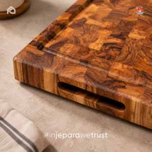 เขียงไม้สักทรงสี่เหลี่ยม Sri Luxury Eco Teak หนา 2.0 ซม. ลายไม้ปลายท่อน ทนทาน ป้องกันแบคทีเรีย ใช้กับเครื่องล้างจานได้ - Product Image 5