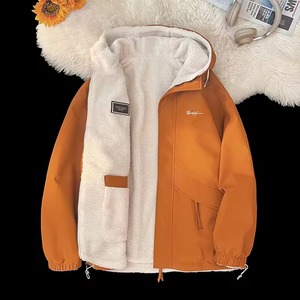 Winter Fashion Trend <b>Thick</b> <b>Fleece</b> Warm Hooded <b>Jacket</b> Men's Casual Loose Sports Plus Large Size High Quality Zipper Breathable - Product Image 4