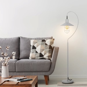 Lampe sur pied moderne noire en forme d'arc avec base en marbre pour éclairage d'ambiance à côté du canapé - Product Image 2