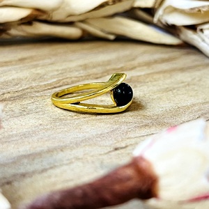 Latest Design Black Onyx <b>Ring</b> Minimalist Brass <b>Rings</b> for Women 18k Gold Plated <b>Dainty</b> Geometric <b>Ring</b> for Wholesale/OEM/ODM - Product Image 3