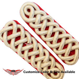 Epaulettes de alambre trenzado amarillo con reverso rojo KEW, ecológicos, personalizables, de lujo y duraderos. - Product Image 2