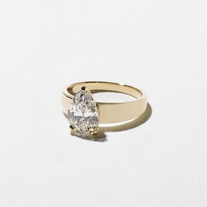 Magnifique bague solitaire en diamant de culture en forme de poire de 2,01 carats pour femme, en or massif 14 carats, cadeau surprise pour mariage, bijoux - Product Image 2