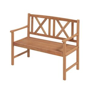 Cozy 2-Person <b>Wood</b> Outdoor <b>Bench</b> with Armrest and Backrest for Patios - Product Image 5