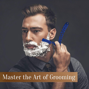 Navaja de Afeitar Recta de Mármol Azul Premium, Navajas de Afeitar Plegables de Acero Inoxidable, Herramientas Profesionales para el Cuidado de la Barba en Salón - Product Image 6