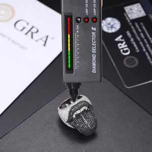 Anillo de Moissanita con Forma de Labios, Engaste de Garra, Plata de Ley S925, Baño de Oro y Rodio Rosa, Estilo Hiphop, con Gema, Unisex, Regalo - Product Image 4