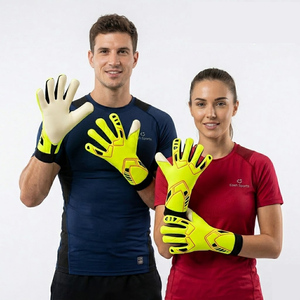 Gants de gardien de but personnalisés à coupe négative, haute adhérence, en latex, design jaune fluo, fabricant ODM OEM du Pakistan - Product Image 1