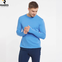 T-shirt à manches longues à col rond uni pour homme, tissu en toile de haute qualité, respirant, service OEM, vente en gros
