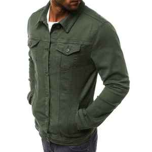 แจ็คเก็ตยีนส์ฤดูหนาวราคาดีที่สุดสำหรับผู้ชาย ออกแบบโลโก้ได้ตามต้องการ คุณภาพสูง สีพื้น สตรีทแวร์ - Product Image 3