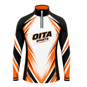 Orange <b>White</b> Black <b>Quarter</b> <b>Zip</b> Sports Jacket Long Sleeve Athletic Training Running Teamwear Custom Performance Stand Front - Product Image 1