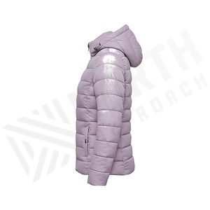 Hooded Quilted Waterproof <b>Bubble</b> Jacket Black Full Sleeve Winter Windproof Cotton Shell Knitted Fabric Polyester Filling Stand - Product Image 3