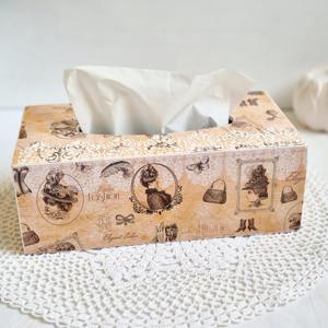 Caja de pañuelos cuadrada pequeña de madera impresa, caja de pañuelos compacta de madera impresa para escritorio y mesita de noche, caja de accesorios al por mayor - Product Image 3