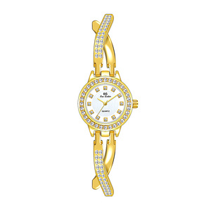 Montre à quartz pour femmes, cadran en strass, bracelet en acier inoxydable, boîtier rond, montre-bracelet pour usage quotidien - Product Image 4