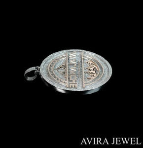 Pendentif Lettres 'Boss Man' avec Sac d'Argent en Argent Sterling 925 Massif, Plaqué Or Bicolore, Bijou Hip Hop Iced Out - Product Image 3