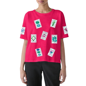 Women's Casual White <b>T</b>-<b>Shirt</b> With Colorful Patchwork Design Short Sleeve Crew Neck Loose Fit 100% Cotton Breathable For Summer - Product Image 3