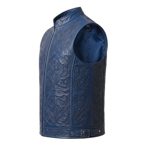 Chaleco de Motocicleta de Cuero Vacuno Genuino para Hombre, Chaqueta Clásica sin Mangas para Motociclista, Venta al Por Mayor OEM - Product Image 3