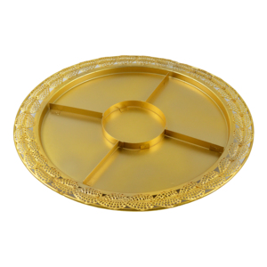 Bandeja de Cinco Compartimentos para Frutos Secos, Ideal para Decoración Festiva del Hogar, Bandejas Decorativas de Metal y Bandeja Redonda - Product Image 2