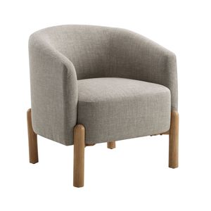 Poltrona con Gambe in Legno Massello e Struttura Resistente, Stile Contemporaneo, Comfort per Soggiorno, 1 Pezzo in Rivestimento Color Taupe - Product Image 3
