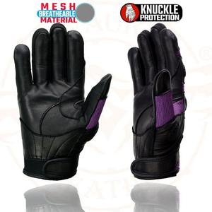 Gants de moto en cuir pleine main Violet Storm Pro avec protection rigide des articulations et panneaux en maille respirante – Prix compétitif - Product Image 6