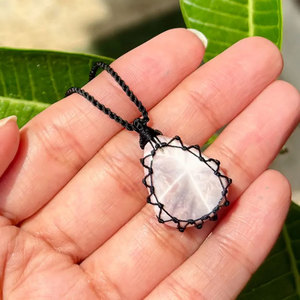 Handmade Buddhist Macrame Pendant Necklace With Freshwater Pearl And Gold Heart Charm For Religious Ceremonies Unisex - Product Image 3