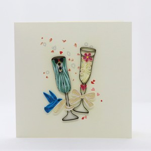 Quilling <b>Card</b> Paper Wedding Toast Glasses Handmade Greeting <b>Card</b> Envelope Bow Decorations Floral Theme Customized Carnation - Product Image 3