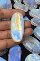 Pierre de lune arc-en-ciel naturelle, cabochon de grande taille, pierre précieuse en vrac, haute qualité, feu bleu, labradorite blanche, bijoux en argent 925