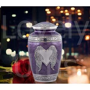 Angel Wings Cremation <b>Urn</b> Handcrafted Heart <b>Large</b> Adult Wings of Love Memorial <b>Urn</b> Velvet Bag Purple OEM ODM Factory - Product Image 2