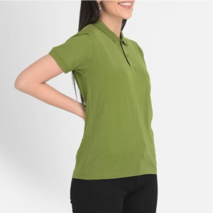 เสื้อโปโลผู้หญิง แขนสั้น ผ้าถัก ทรงปกติ สีพื้น สไตล์ลำลอง - Product Image 4