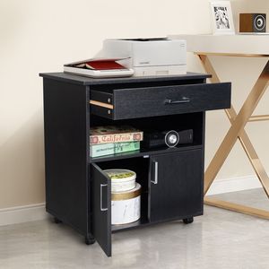 Armadietto Portadocumenti in MDF Nero e PVC con Un Cassetto e Una Scomparto a Doppia Anta - Product Image 1