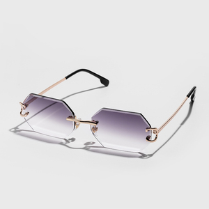 2157 New Fashion Luxury Gradient Rimless Metal Diamond Cut Frame Women Men Lentes De Sol Designer Custom Vintage <b>Sunglasses</b> 2025 - Product Image 2