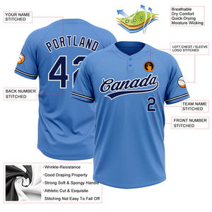 Camiseta de Softbol Personalizada con Rayas, Dos Botones, Nombre del Equipo Bordado, Camiseta de Béisbol - Product Image 6