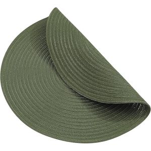 Set di 6 tovagliette rotonde da 15 pollici lavabili in cotone e poliestere intrecciato, colore verde oliva. - Product Image 5