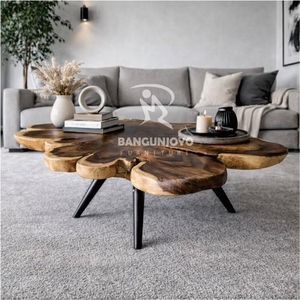 Hermosa Mesa de Centro de Madera de Palisandro con Patas de Hierro, Diseño Moderno y Minimalista para Muebles de Sala de Estar - Product Image 4